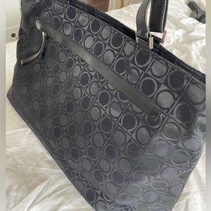 Salvatore Ferragamo Signature Fabric Black Carryall/Overnight Bag